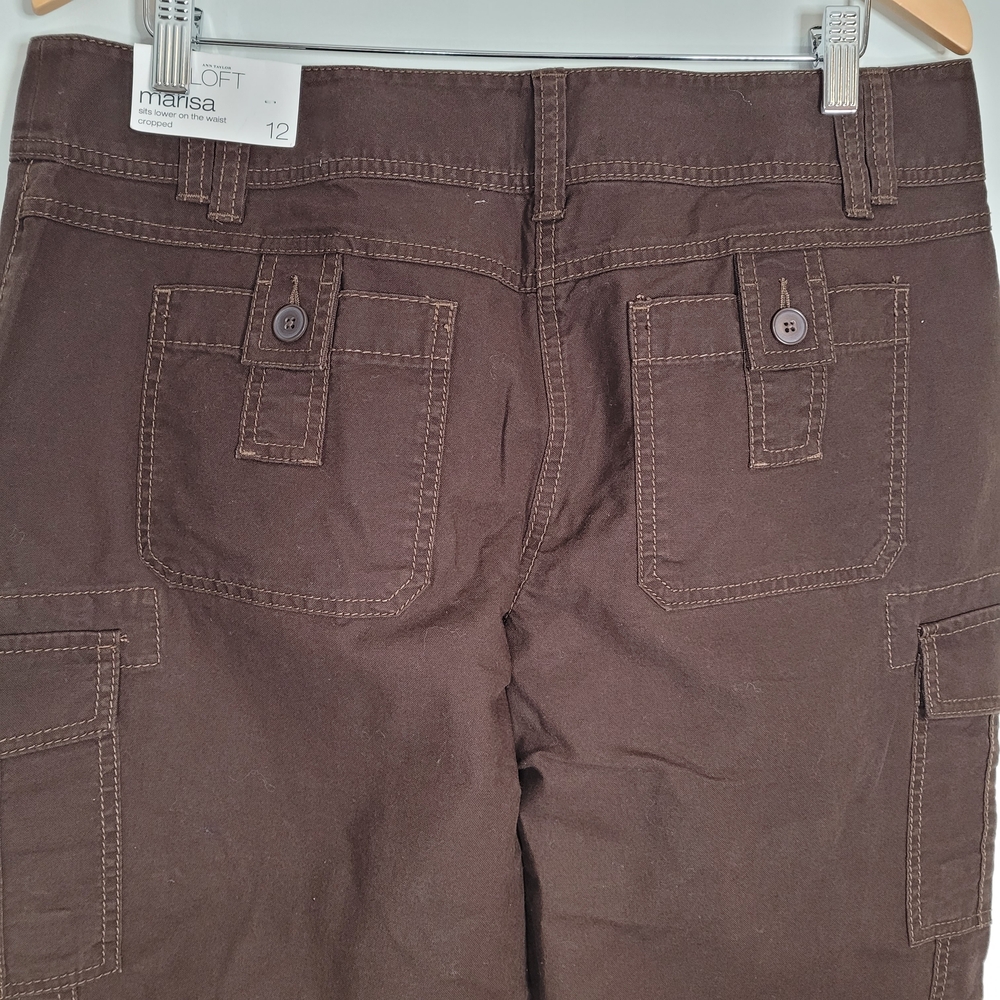 Ann Taylor LOFT Marisa Brown Cargo Cropped Pants Capris 100%cotton - Picture 3 of 13